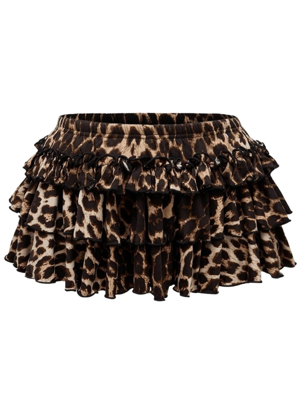 Women's Y2K Cheetah Ruffle Mini Skirt Leopard Tiered Layered A Line Cake Skirts